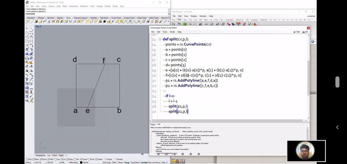 Day 7| GhPython scripting in grasshopper: Task 1,2,3