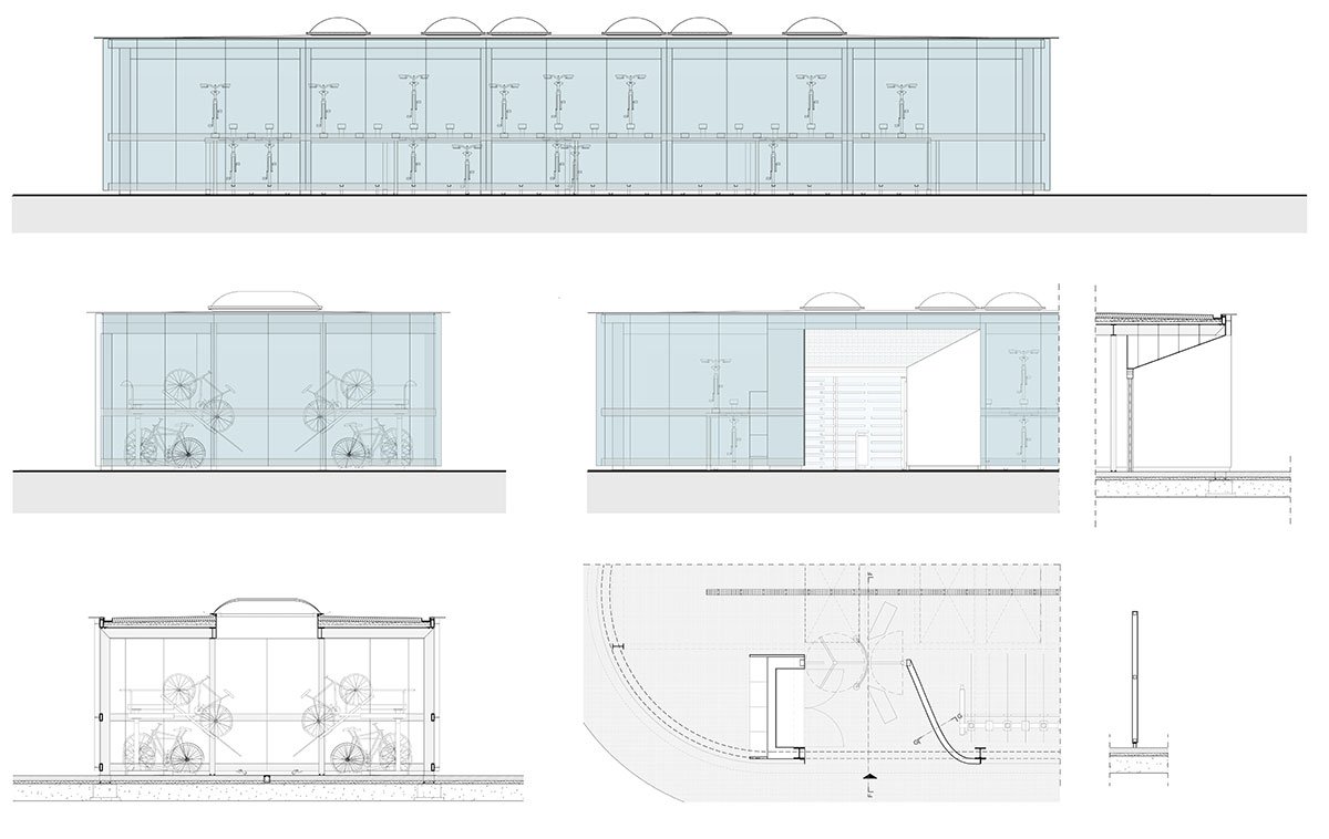 Glowing Bicycle station in Bergamo | Studio Capitanio Architetti