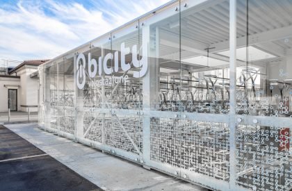 Glowing Bicycle station in Bergamo | Studio Capitanio Architetti