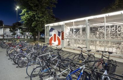 Glowing Bicycle station in Bergamo | Studio Capitanio Architetti