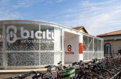 Glowing Bicycle station in Bergamo | Studio Capitanio Architetti
