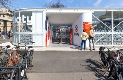 Glowing Bicycle station in Bergamo | Studio Capitanio Architetti