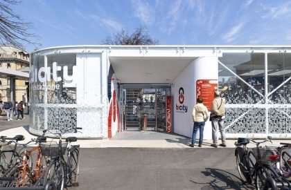 Glowing Bicycle station in Bergamo | Studio Capitanio Architetti