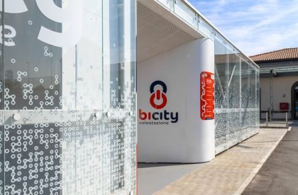 Glowing Bicycle station in Bergamo | Studio Capitanio Architetti