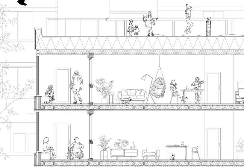 Commons by the Park: Activating Mutual Aid Networks | Bachelors Design Project on Mixed-Use Urban Development
